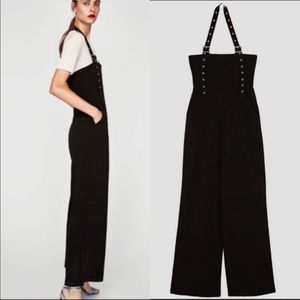 Zara Halter Neck Wide Leg Jumpsuit buckle detail